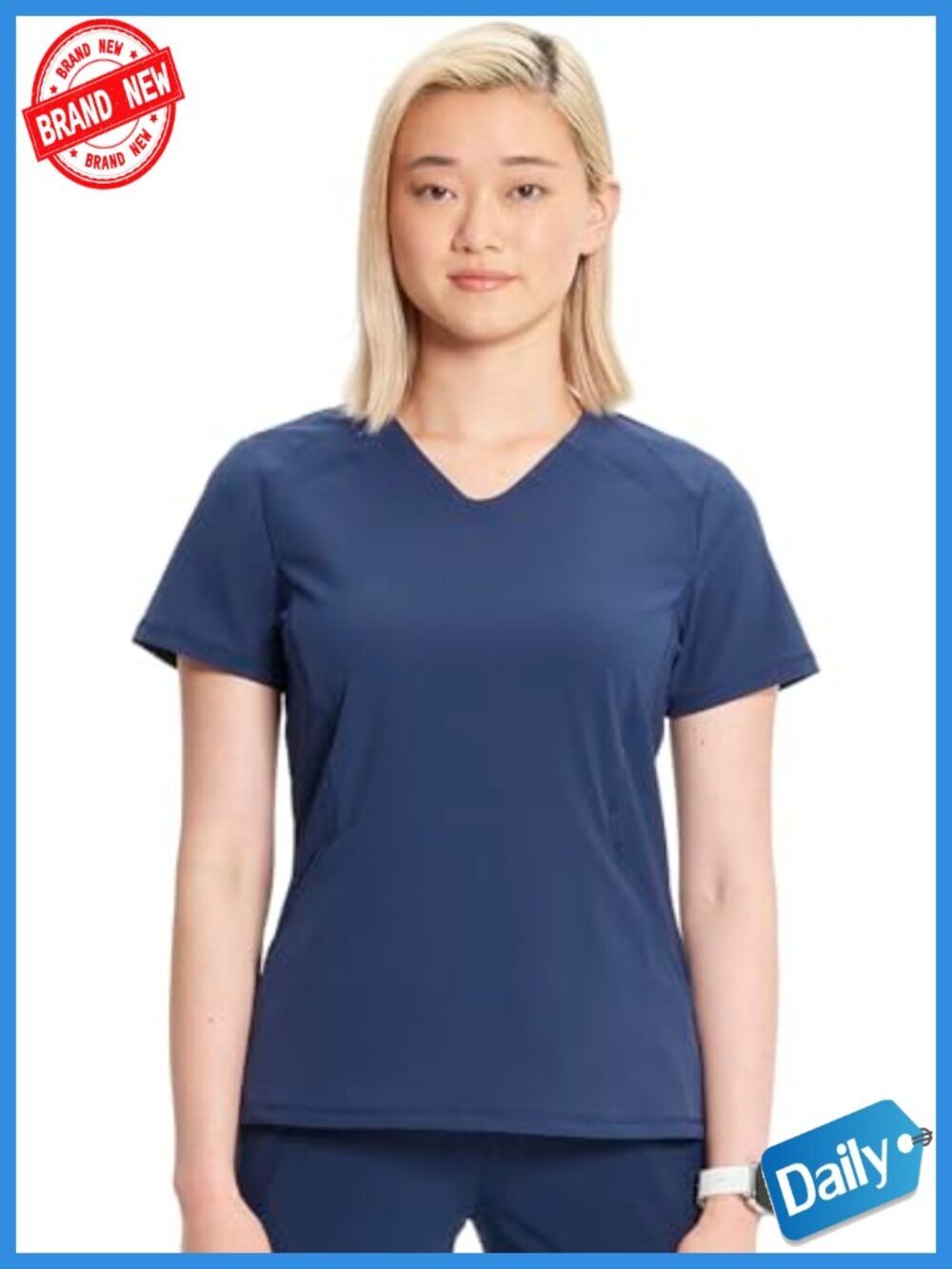 Cherokee Women's V-Neck Scrub Top with Kangaroo Pocket - 91% Polyester 9%